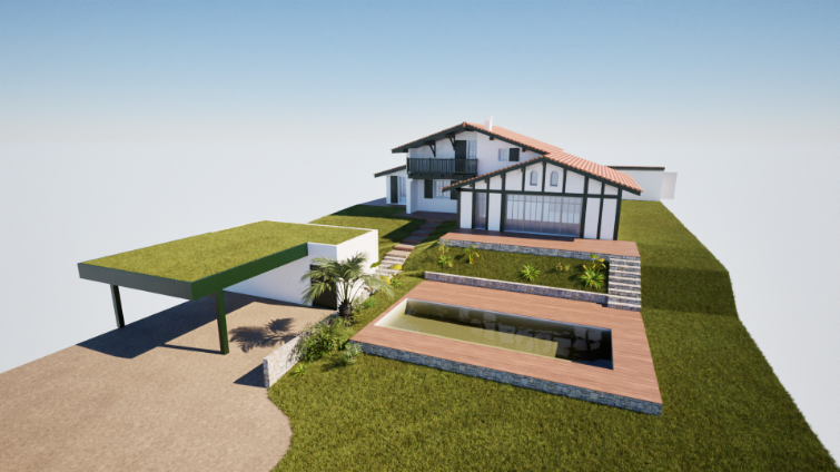 création d'une piscine et d'un abri voiture à Bidart, Pays Basque